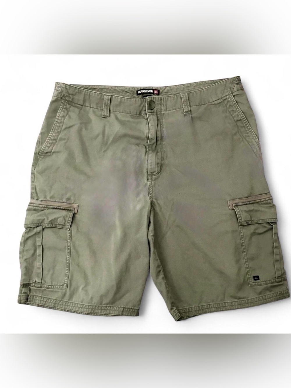 Vintage Quicksilver Men's Olive Green Cargo Shorts Size 38 Y2K